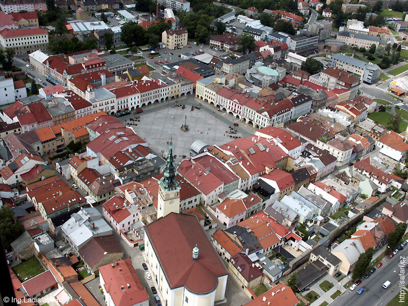 Nový Jičín, centrum, letecký snímek